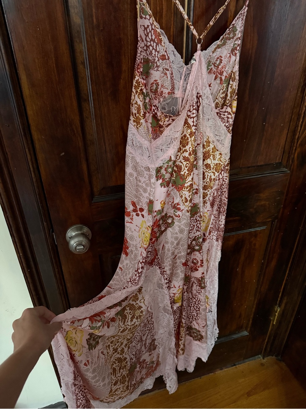 Free People Pink Floral Lace Slip Midi Dress - Picture 5 of 7